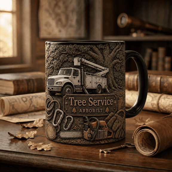 Arborist Mug 3D Effect Tree Service Coffee Cup Gift for Tree Crew