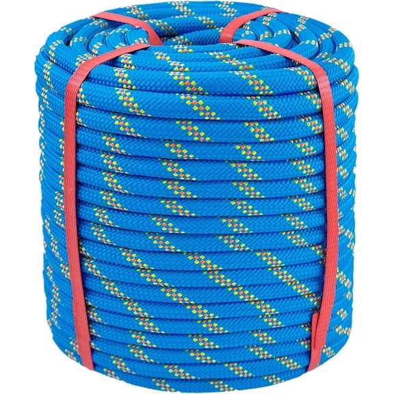 Arborist Rigging Rope 1/2 Inch x 150 Ft, Heavy Duty Bull Rope for Tree Pulling, Felling & Climbing - High Strength Polyester Static Line, Blue