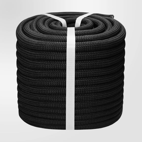 Arborist Tree Pulling Rope - Tree Swing Rope for Rigging, Outdoor Use - High Strength Double Braided Polyester - Black