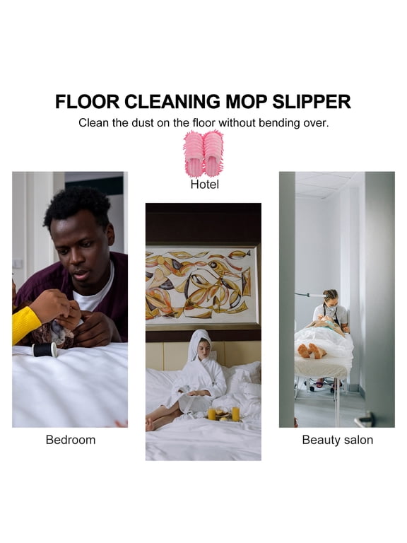 1 Pair Chenille Microfiber Cleaning Slippers for Home, Unisex Lazy House Shoes, Size 35-37, Mop Footwear