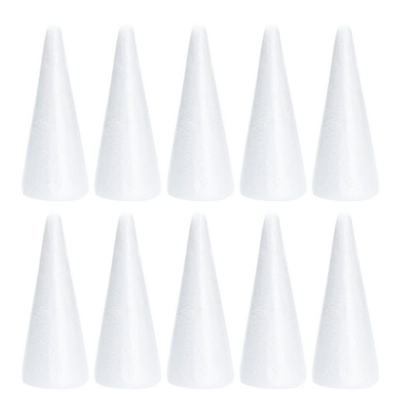 Arborister 10pcs 18.5cm Cones White Foam Cone Crafts Geometric Shapes Diy Polystyrene Christmas Goodie Bag Stuffer Gift Favors