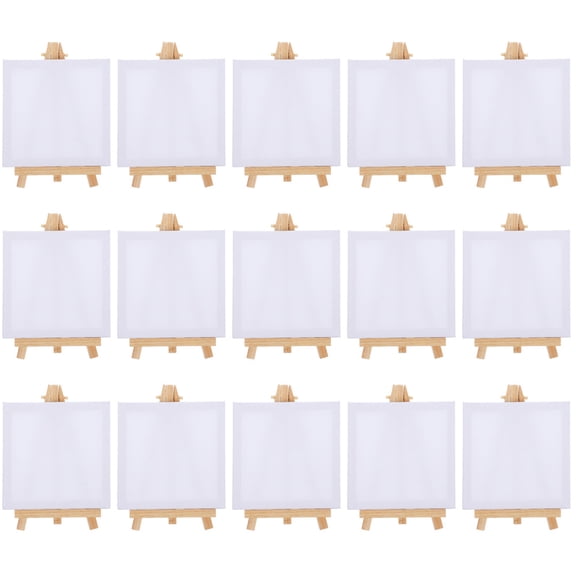Arborister Kids' Painting Kit with 15 Mini Canvases and Easel Set for Art Activities