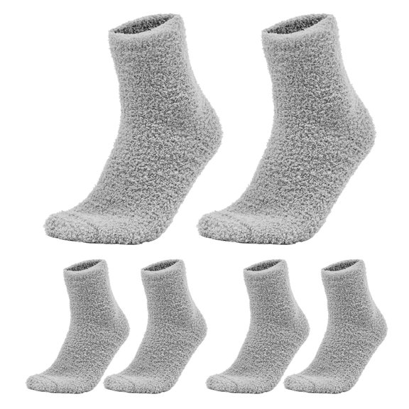 Arborister 3 Pairs Solid Color Men Fluffy Slipper Socks Fuzzy Thicken Warm Coral Fleece Home Sleeping Stocking for Winter - Free Size (Grey)