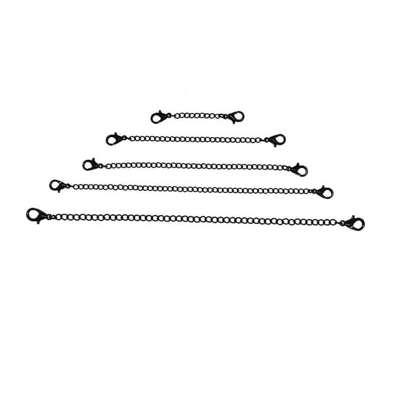 Arborister 5pcs Necklace Extenders Stainless Steel Bracelet Anklet Chains Black
