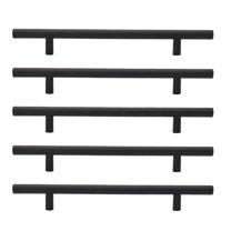 Arborister Black Dresser Knobs 5pcs T Bar Pulls Stainless Steel Cabinet Handles