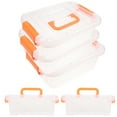 thumbnail image 1 of Orange Plastic Toy Storage Organizer with Handle for Home Use Durable Transparent Bins 5pcs, 1 of 10