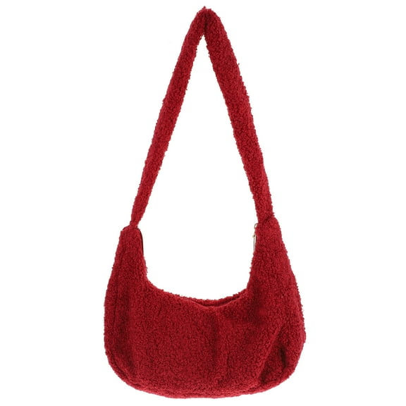 Arborister Fashion Plush Handbag Pure Color Girl Handbag Winter Plush Handbag Casual Women Handbag