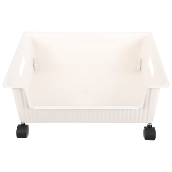 TAILTOSS Ivory White Bookshelf with Wheels, 15x11in, Back to School Storage Shelf for Under Desk Organization