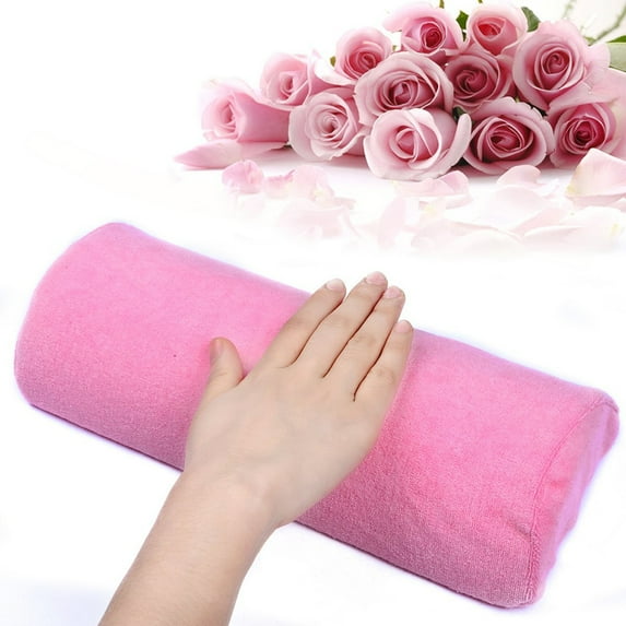 Pink Nail Art Hand Pillow for Manicure Use Soft Plush Material Lightweight and Durable 70 Characters