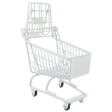 Arborister Shopping Cart Utility Handcart Storage Basket for Desk, 5.9" White