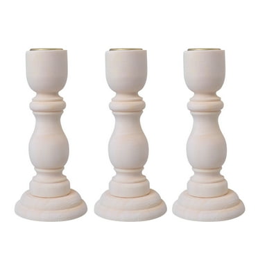 Arborister Unfinished Wooden Candlestick Candle Holder DIY Home Decor (3pcs)