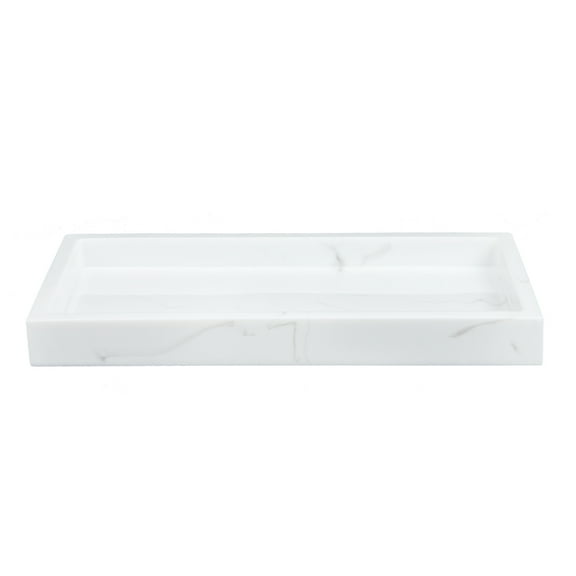 Arborister White Marble Vanity Tray for Bathroom Countertop and Dresser Top