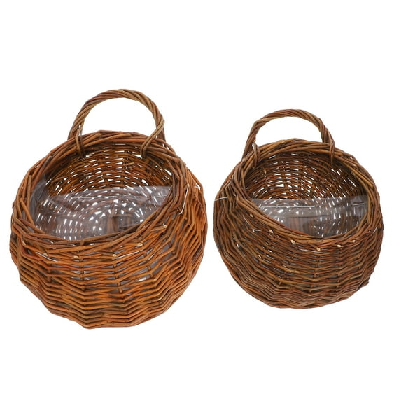 Arborister Wicker Hanging Flower Planter: 2pcs Round Railing Planter (26x20cm)