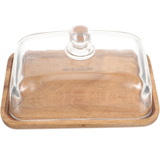 Arborister Wooden Cake Stand with Glass Dome Lid - Rectangle Cake ...