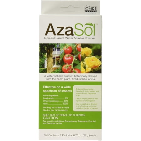 Arborjet AzaSol Next Generation Neem Botanical Water Soluble Powdered Insecticide, .75oz