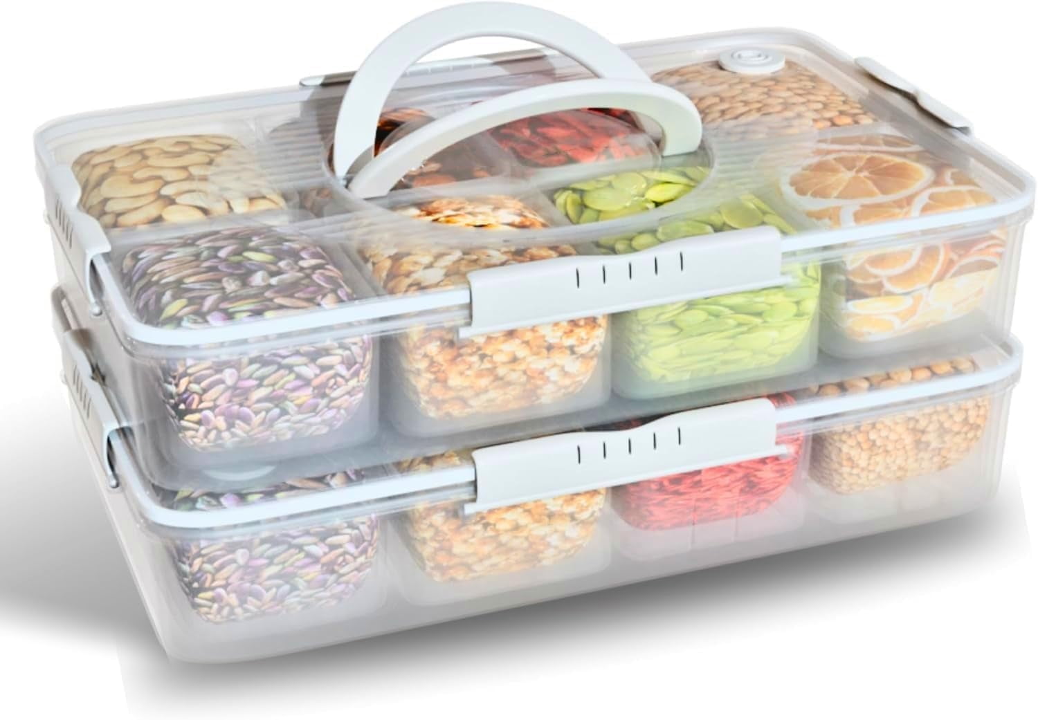 Solid Color Snack Box RIIFO Stackable Snack Box, 23cm x 12.7cm, 14 Divided Compartments ...