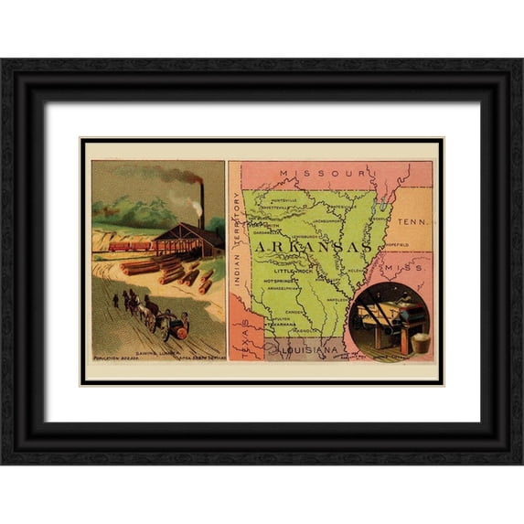 Arbuckle Brothers 14x11 Black Ornate Wood Framed with Double Matting Museum Art Print Titled - Arkansas