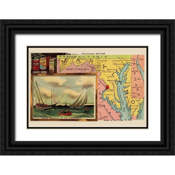Arbuckle Brothers 18x13 Black Ornate Wood Framed with Double Matting Museum Art Print Titled - Maryland