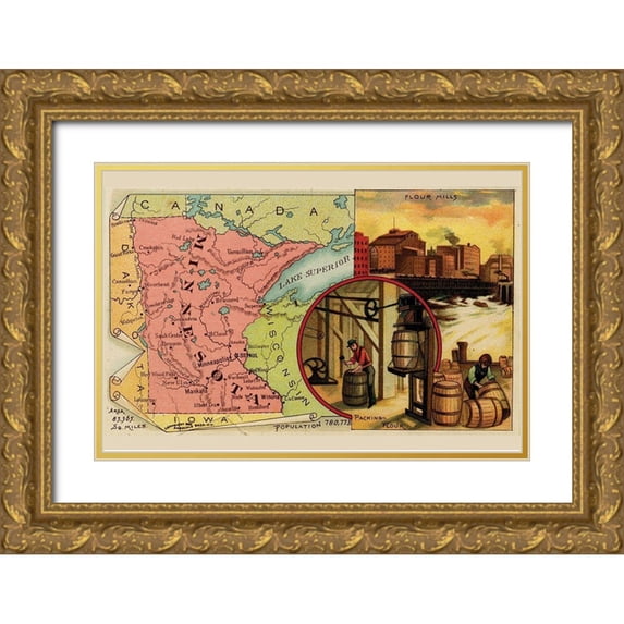 Arbuckle Brothers 18x13 Gold Ornate Wood Framed with Double Matting Museum Art Print Titled - Minnesota