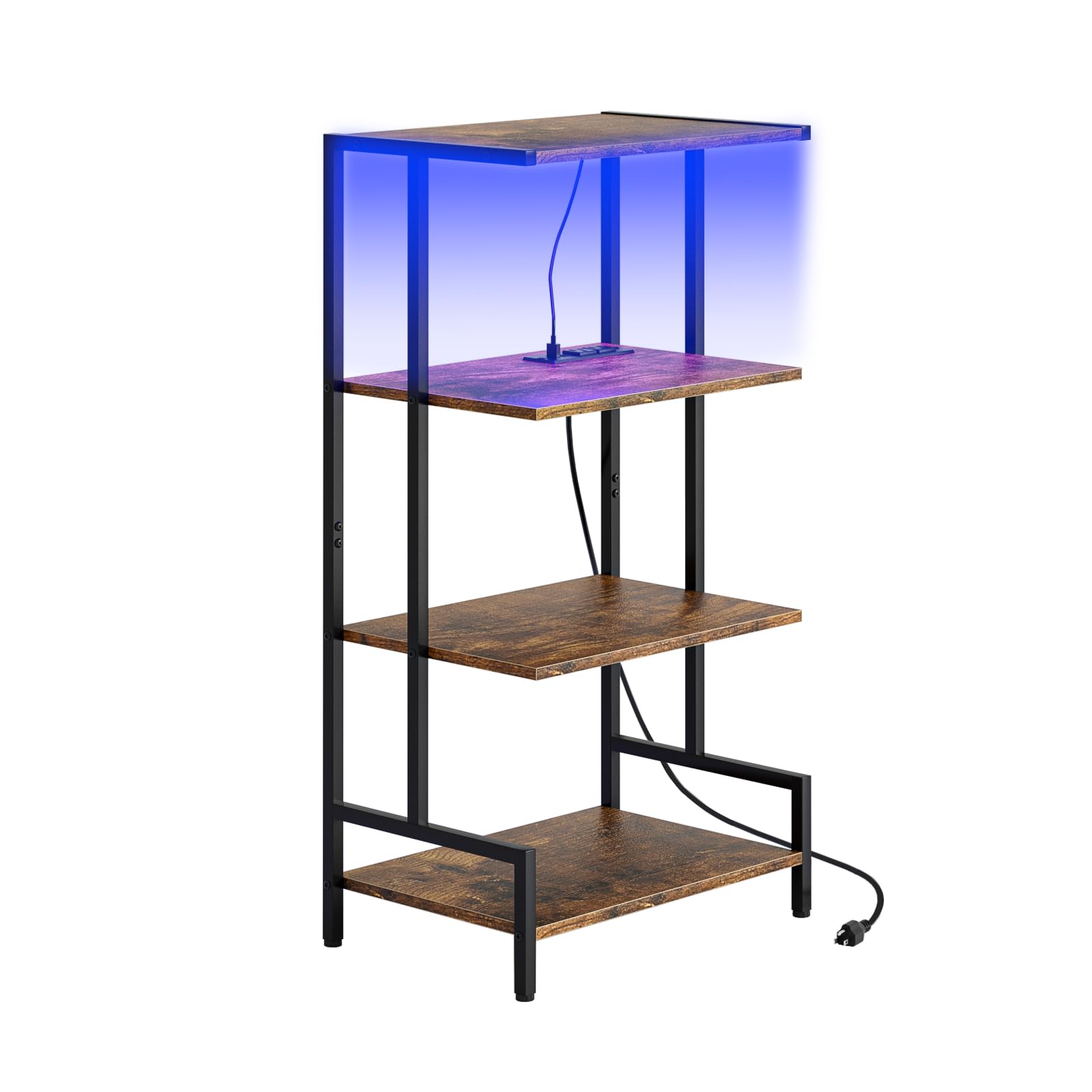 Arbuxzuy 4-Tier AV Media Stand with Power Strips,Wooden TV Stand Shelf ...