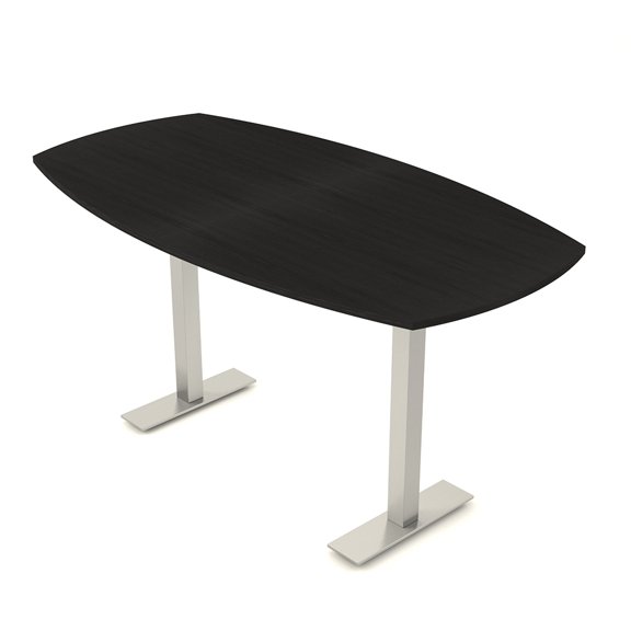Arc Boat Bistro Height Meeting Table T-Shaped Metal Base 46x84 Bar Table