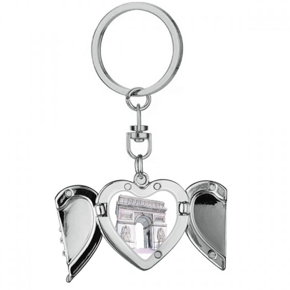 Arc De Triomph in Paris France Heart Angel Wing Key Chain Holder