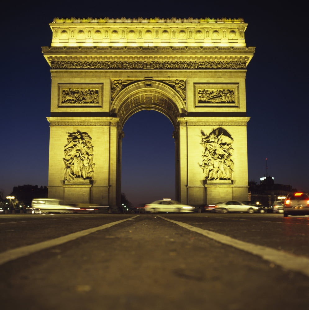 Arc De Triomphe At Night Canvas Art - Anna Watson Design Pics (15 x 15)