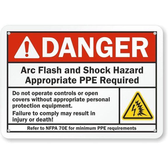 Arc Flash Danger Safety Weatherproof Metal Aluminum Sign Size: 8 x 12 Inch