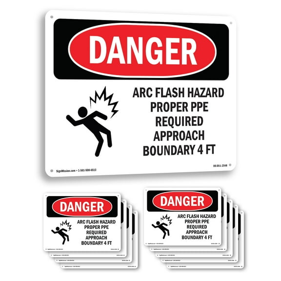 Arc Flash Hazard Proper PPE OSHA Danger Rigid Plastic Sign 10 Inch x 7 Inch - 10 Pack