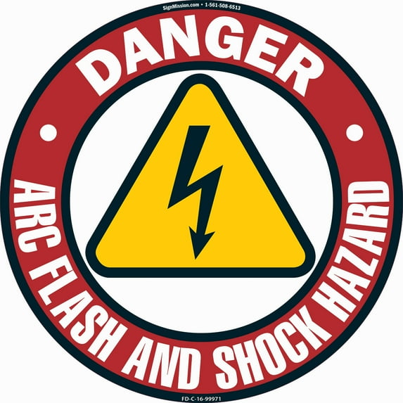 Arc Flash And Shock Hazard 2 Non-Slip Floor Marker | 3 Pack of 16" Circle Vinyl Decal | Protect Your Business, Work Place & Customers | Made in The USA