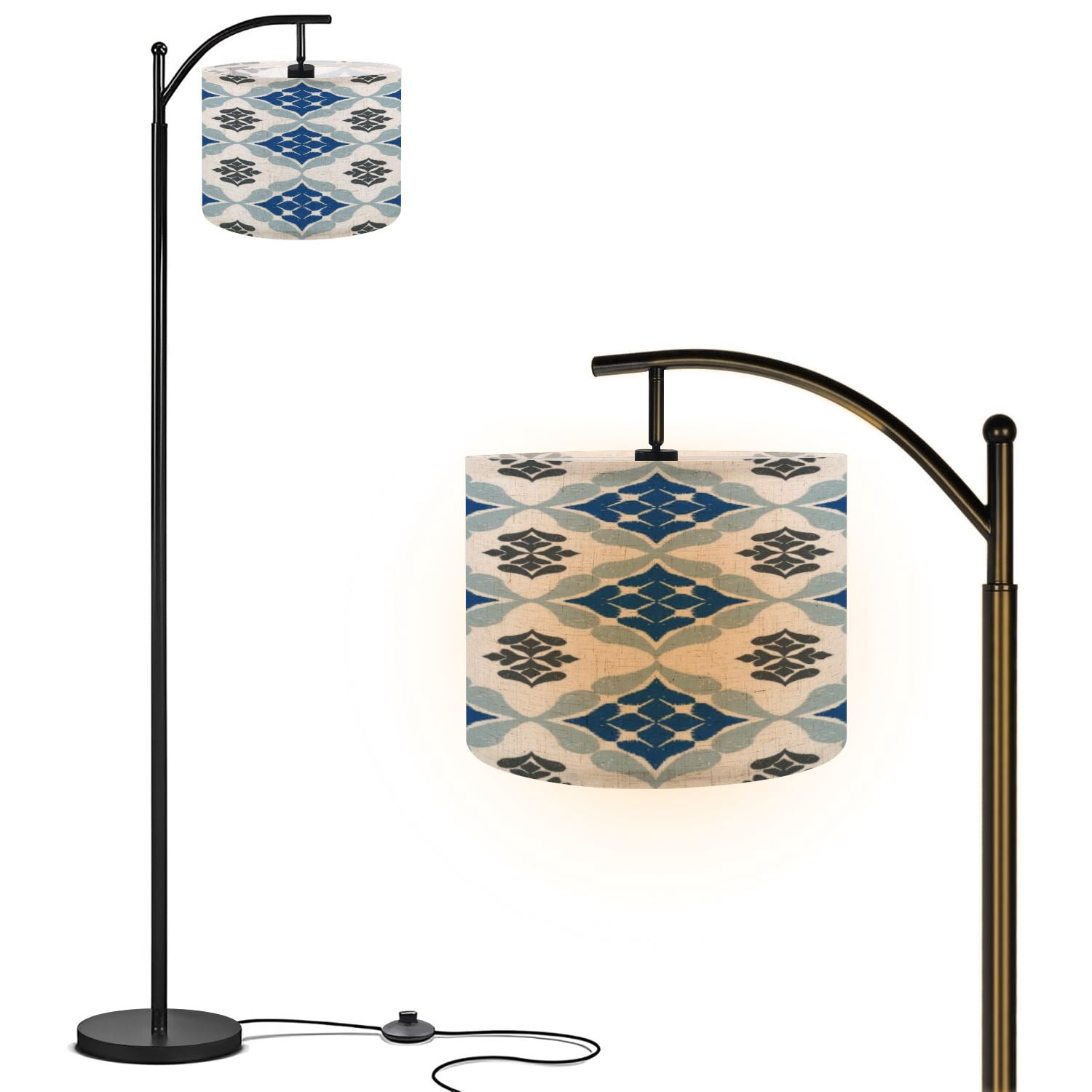 View of Arc Floor Lamp, 3 Color Temperatures Modern Floor Lamps Blue grey white ...