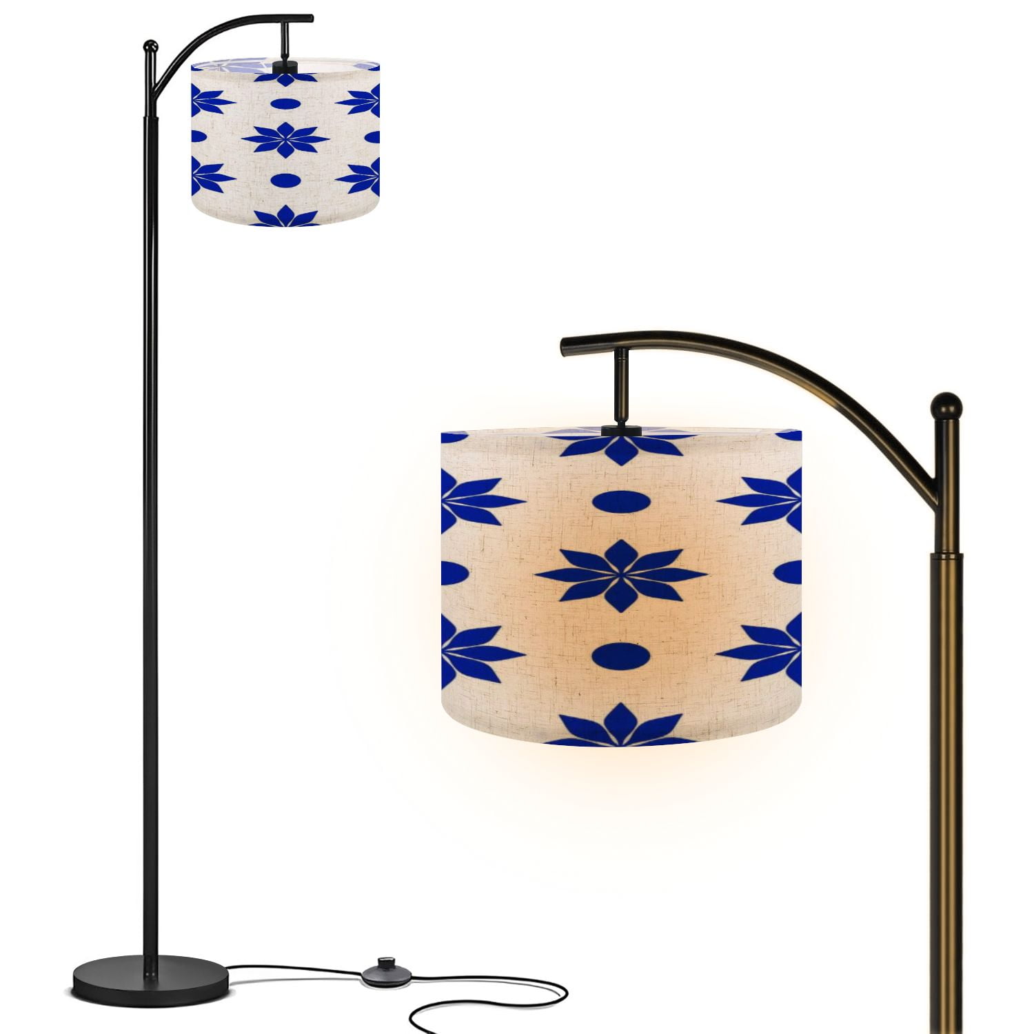 Image showcasing Arc Floor Lamp, 3 Color Temperatures Modern Floor Lamps Blue white ...