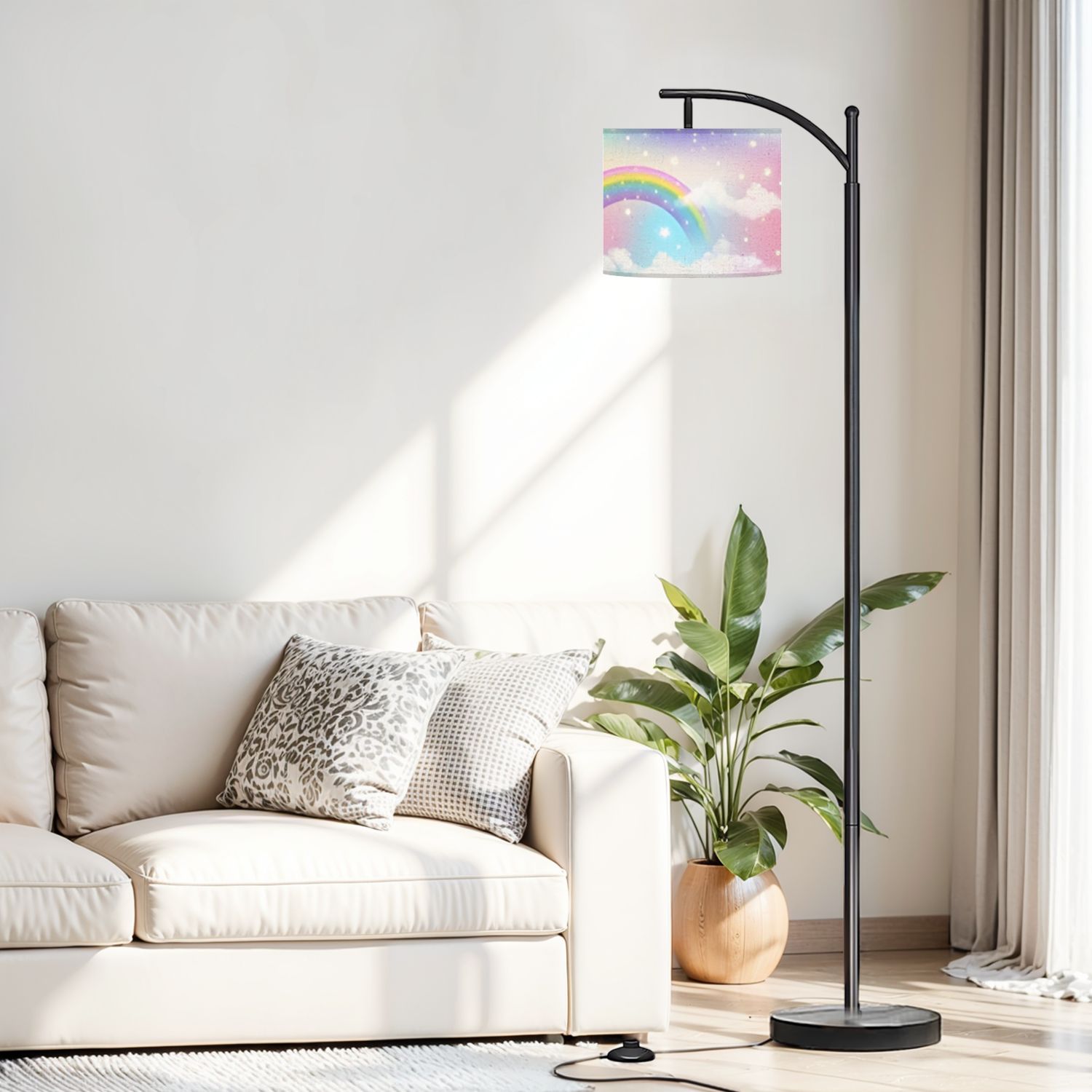 Arc Floor Lamp, 3 Color Temperatures Modern Floor Lamps Holographic ...