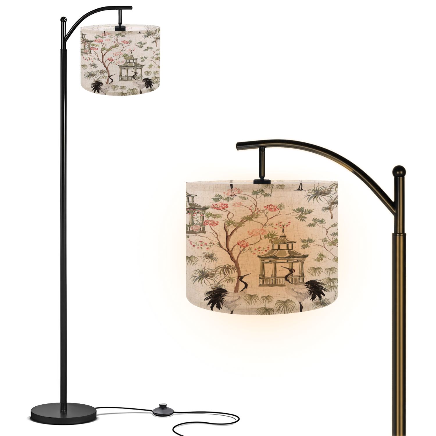 Arc Floor Lamp, 3 Color Temperatures Modern Floor Lamps Beautiful exotic chinoiserie Adjustable ...