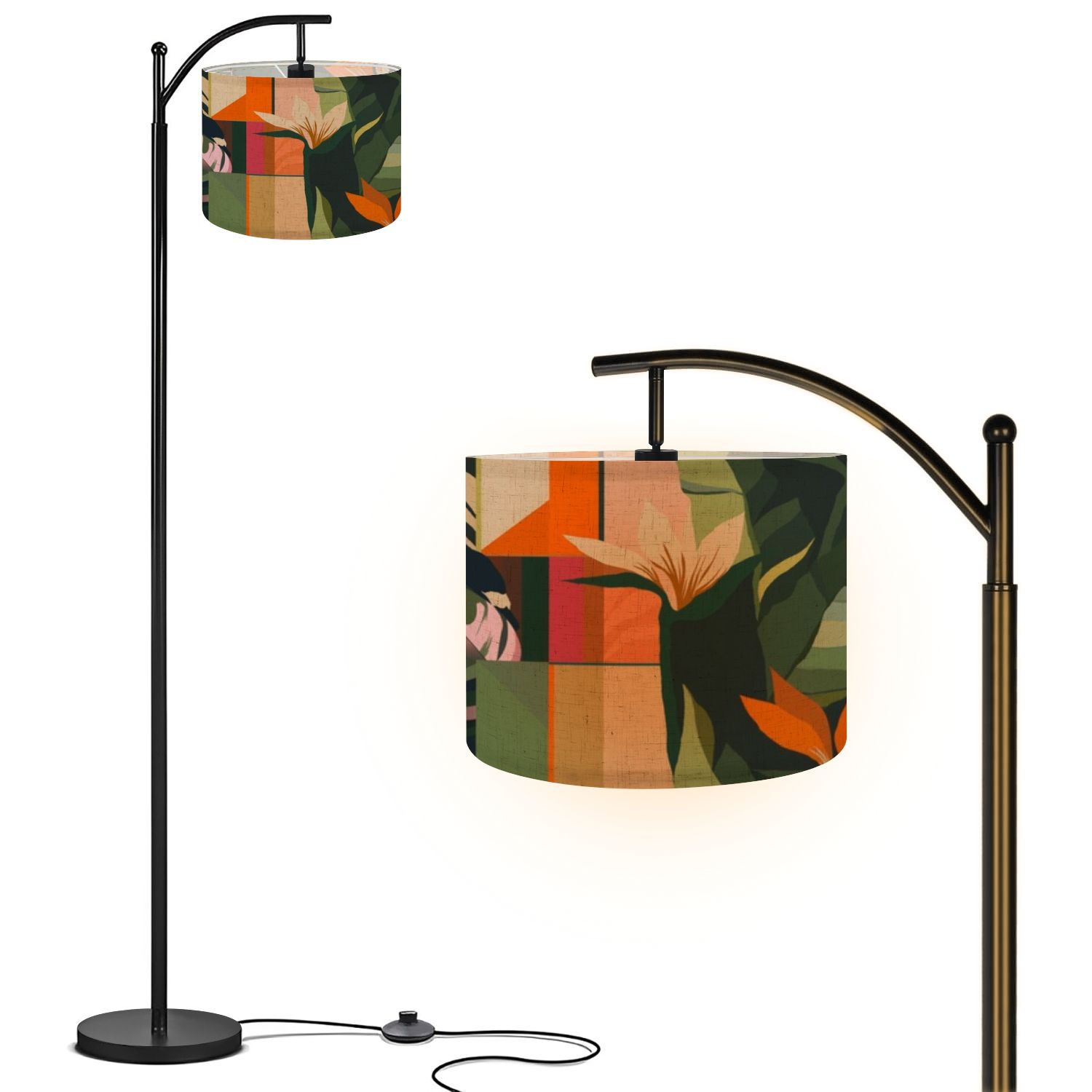Arc Floor Lamp, 3 Color Temperatures Modern Floor Lamps Hand drawn exotic conceptual Adjustable ...