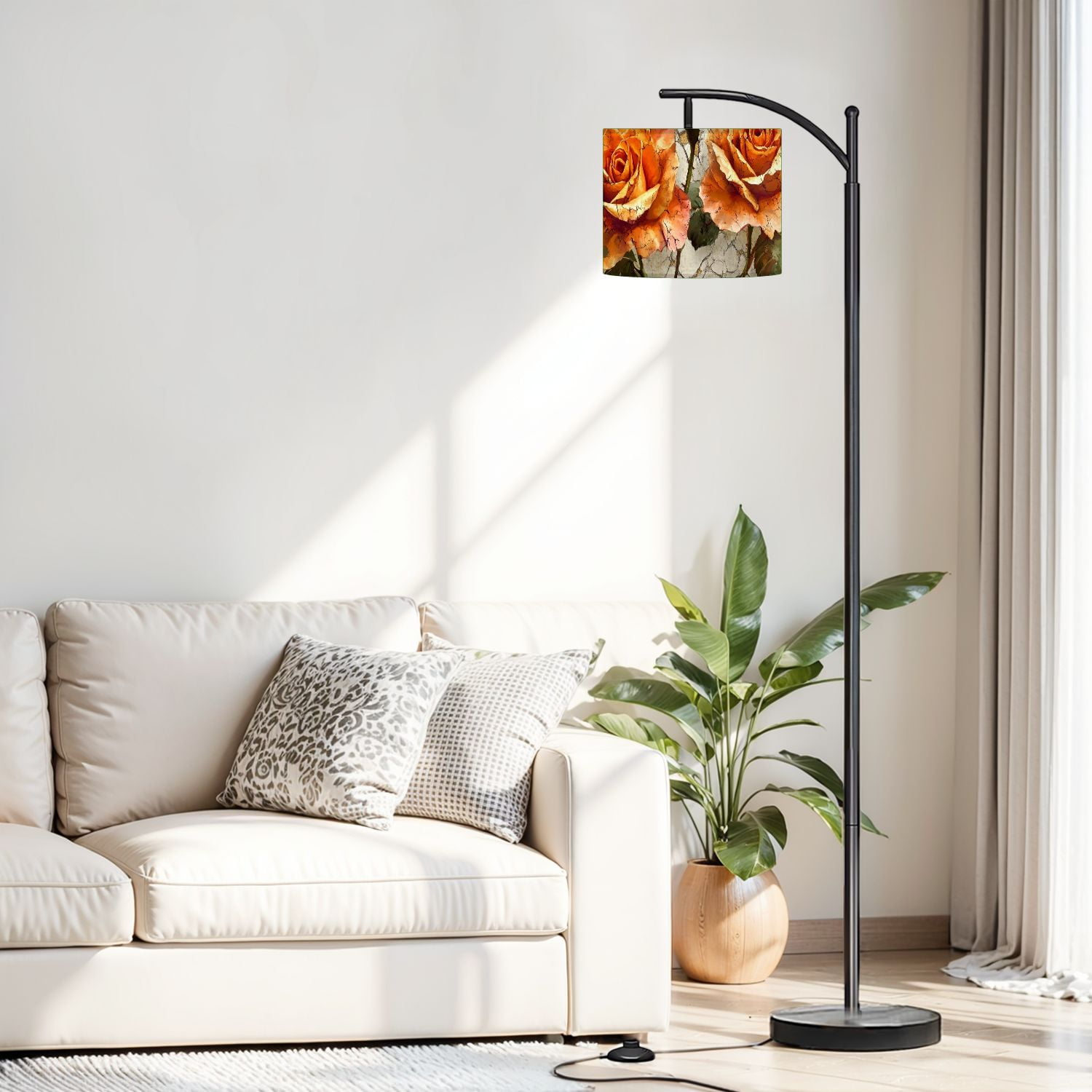 Arc Floor Lamp, 3 Color Temperatures Modern Floor Lamps Rose Colorful