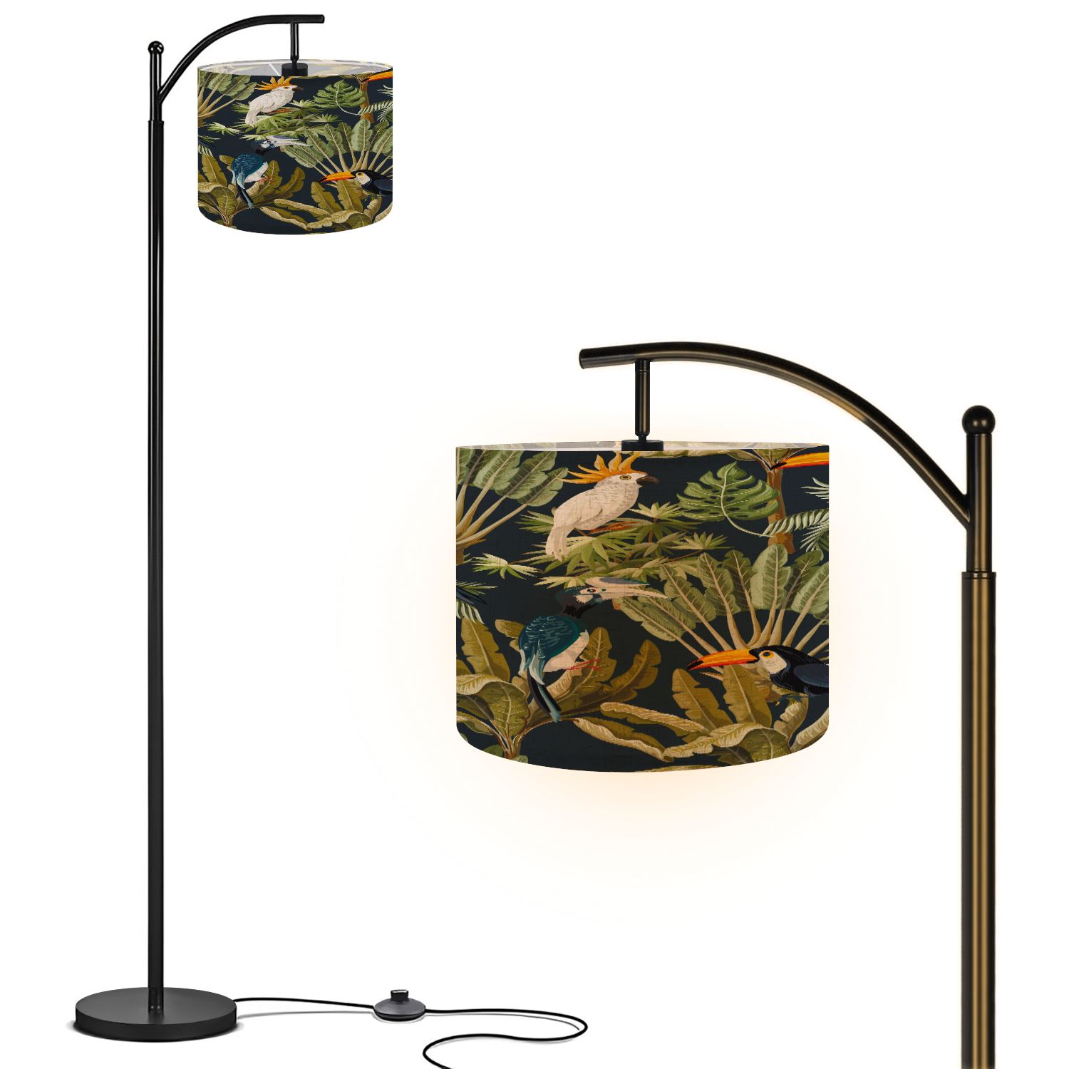 Arc Floor Lamp, 3 Color Temperatures Modern Floor Lamps Seamless pattern exotic trees Adjustable ...