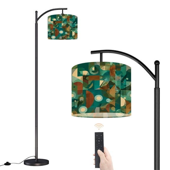 Arc Floor Lamp with Adjustable Lampshade Calm Studio Inspired Painting Subtle Standing Lamp 3 Color Temperatures Dimmable Tall Pole Lamp with Foot Switch for Bedroom