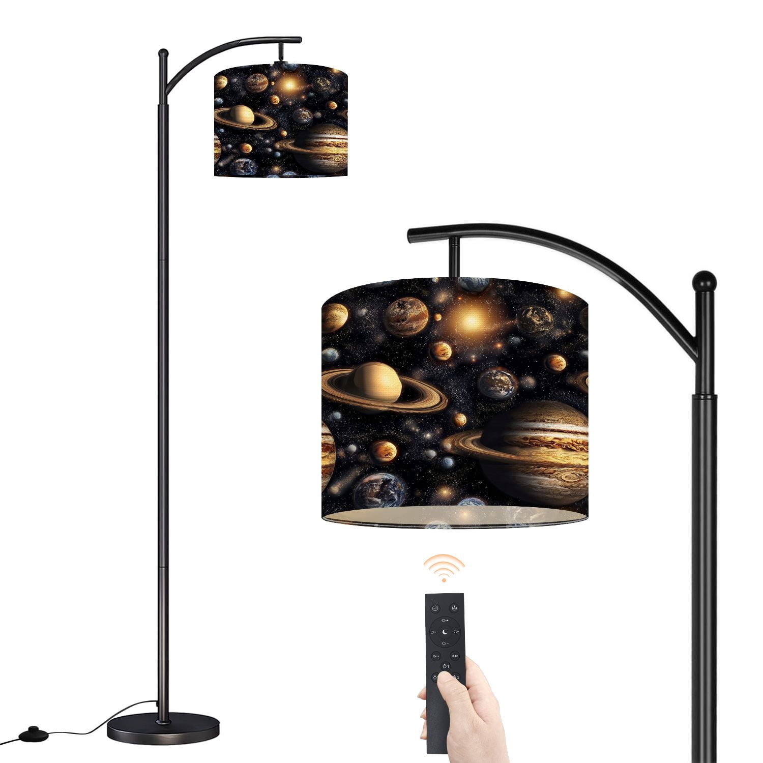 Arc Floor Lamp with Adjustable Lampshade Cosmic Space Scene Planets ...