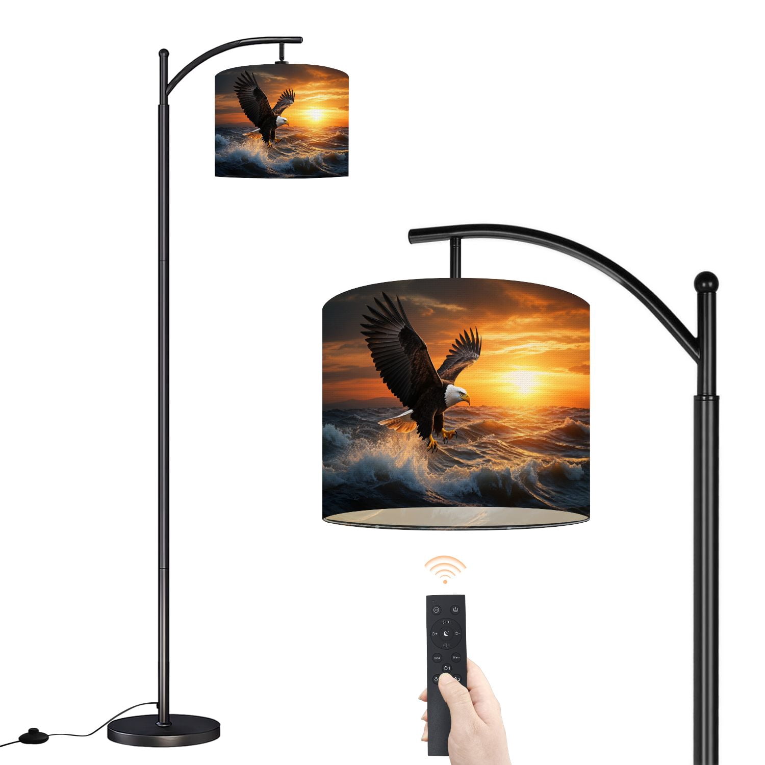Arc Floor Lamp with Adjustable Lampshade Eagle Hunting Sunrise Eagle ...