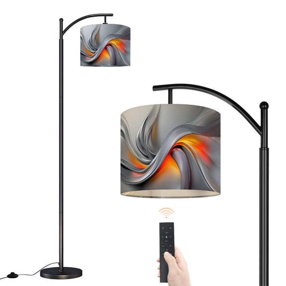 Arc Floor Lamp with Adjustable Lampshade Ethereal Illumination Flowing Lines Gradient Colors Wave Standing Lamp 3 Color Temperatures Dimmable Tall Pole Lamp with Foot Switch for Bedroom