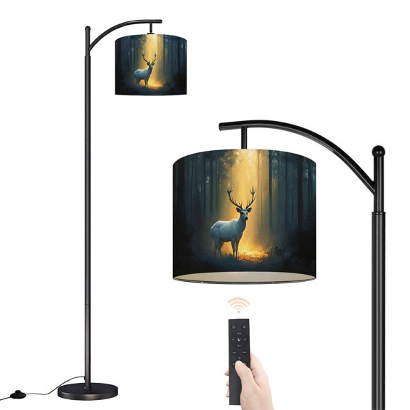 Arc Floor Lamp with Adjustable Lampshade Lantern Tree Forest Magical Fantasy Glowing Nature Witchy Standing Lamp 3 Color Temperatures Dimmable Tall Pole Lamp with Foot Switch for Bedroom