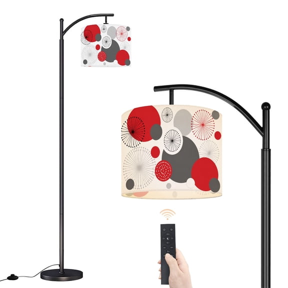 Arc Floor Lamp with Adjustable Lampshade Mid Century Modern 1950s Style Vintage Retro Atomic Standing Lamp 3 Color Temperatures Dimmable Tall Pole Lamp with Foot Switch for Bedroom
