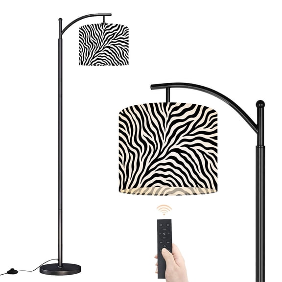 Arc Floor Lamp with Adjustable Lampshade Seamless zebra skin abstract hand drawn art wild leopard animal tiger Standing Lamp 3 Color Temperatures Dimmable Tall Pole Lamp with Foot Switch for Bedroom