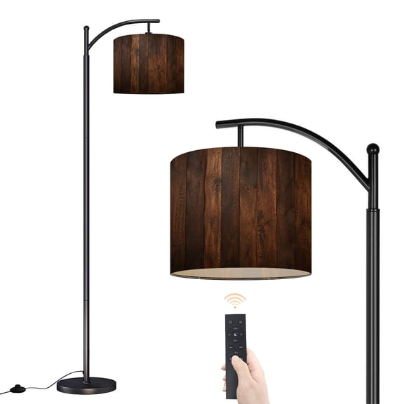 Arc Floor Lamp with Adjustable Lampshade weathered rustic look barn Standing Lamp 3 Color Temperatures Dimmable Tall Pole Lamp with Foot Switch for Bedroom