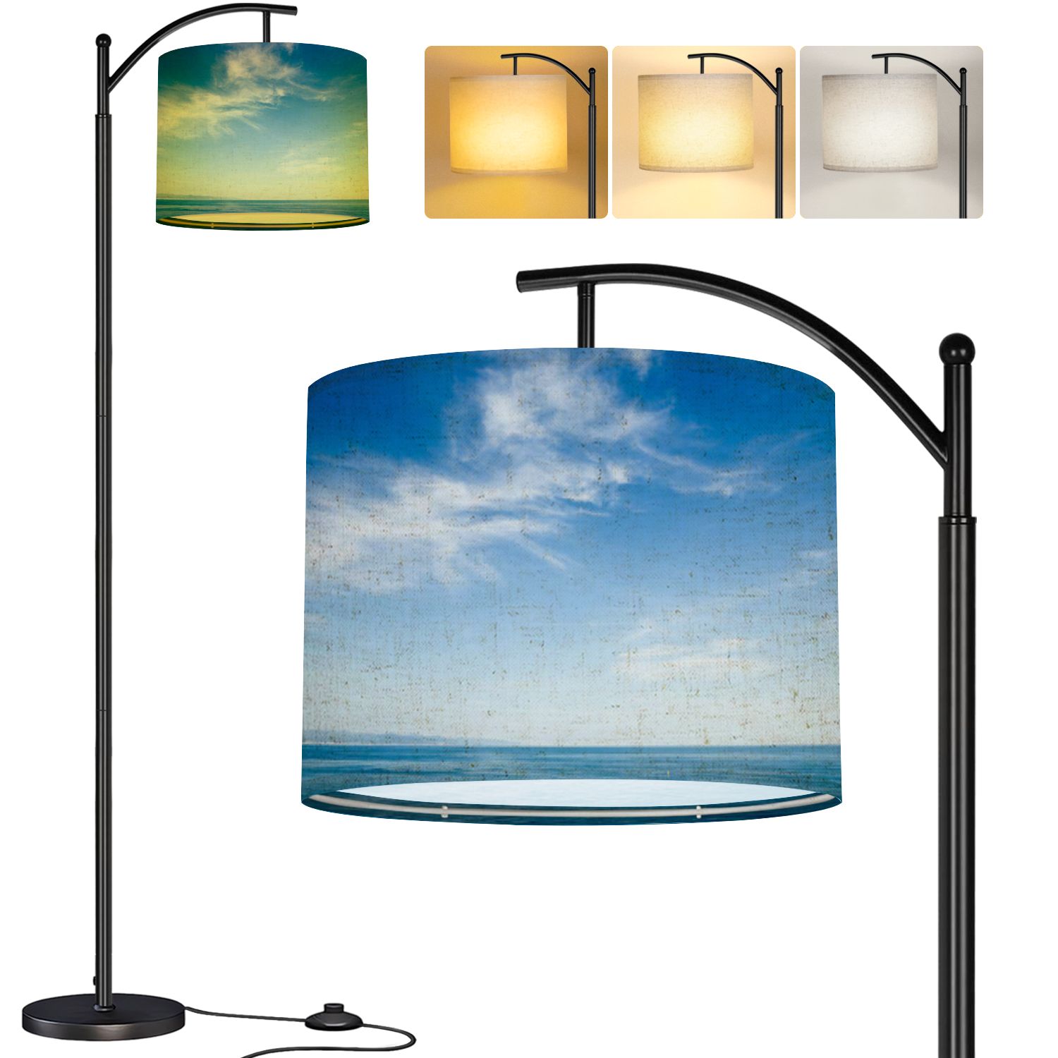 Beautiful Led Lamp Arc Floor Lamp Beautiful sea landscape Tall Modern Standing Lamp LED ...