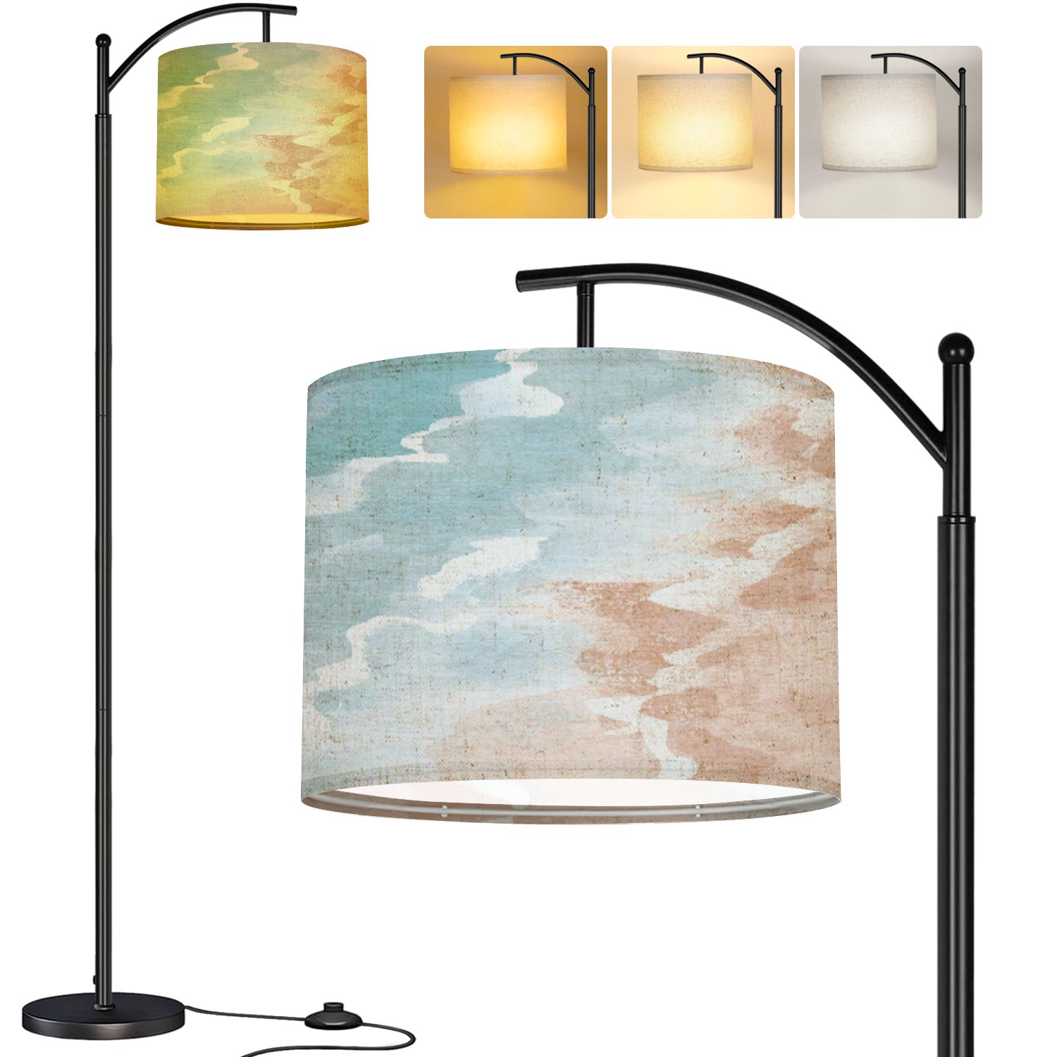 Arc Floor Lamp Boho Sea Beach Print Abstract Bohemian boho Tall Modern ...