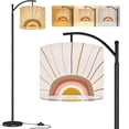 thumbnail image 1 of Arc Floor Lamp Boho magic rainbow sun Trendy abstract Tall Modern Standing Lamp LED Adjustable Linen Lampshade 3 Color Temperatures, 1 of 8