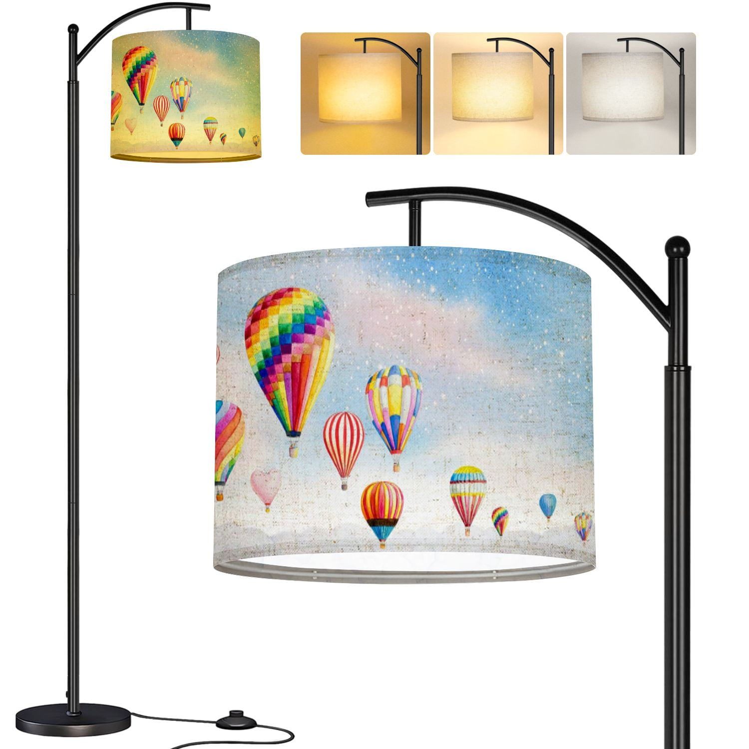 Arc Floor Lamp Hot air balloon watercolor painting landscape