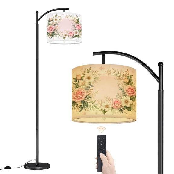 Arc Floor Lamp Inspirational Decor Within She Not Fall Psalm Christian Scripture Pink Dimmable Modern Standing Lamp with Remote Adjustable Drum Shade Footswitch Tall Pole Lamp for Living Room Bedroom